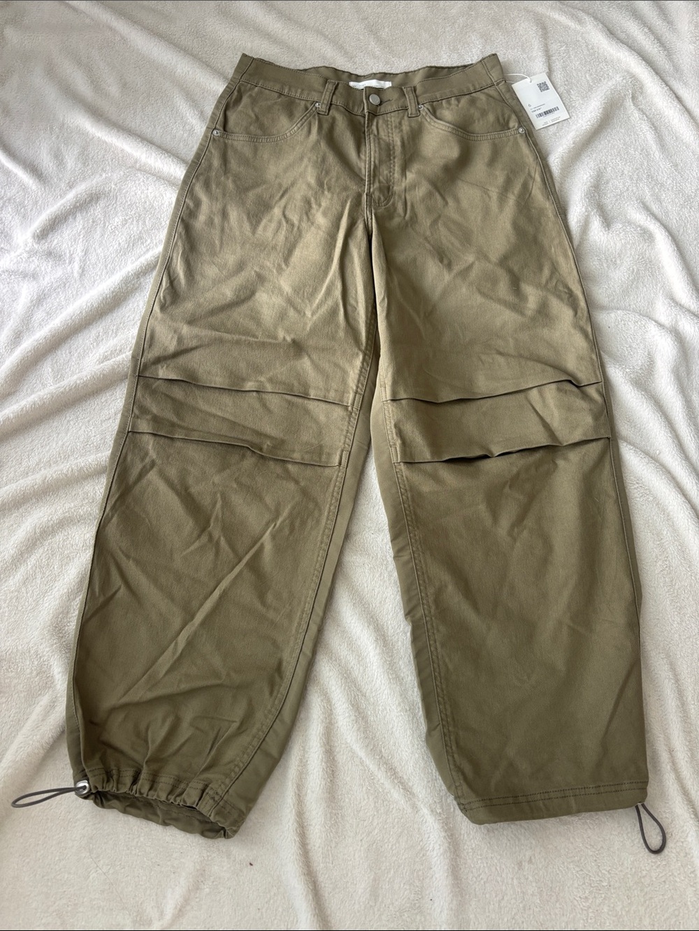 OAK + FORT Utility Wide-Leg Cargo Pants - Size 6, Mermaid